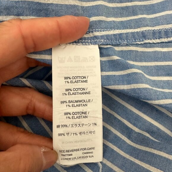J. Crew Boy Fit Button Up Shirt Cotton Blend Stripe Lightweight Blue White Sz 4 - Picture 11 of 13